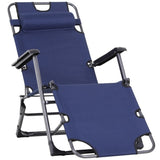 ZNTS Tanning Chair, 2-in-1 Beach Lounge Chair & Camping Chair w/ Pillow & Pocket, Adjustable Chaise for W2225142469