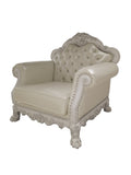 ZNTS ACME Dresden Chair w/2 Pillows, Synthetic Leather & Bone White Finish LV01690