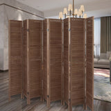 ZNTS Sycamore wood 8 Panel Screen Folding Louvered Room Divider - brown W2181P145304