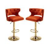ZNTS Bar Stools With Back and Footrest Counter Height Dining Chairs-Velvet Orange-2PCS/SET W67663284