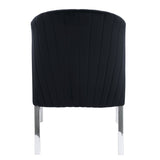 ZNTS ACME Fallon Side Chair , Black Velvet & Mirrored Silver Finish DN01955