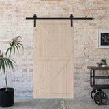 ZNTS 42 in. x 84 in. Unfinished Sliding Barn Door with 7FT Barn Door Hardware Kit & Handle ,K Frame,Solid 01587012