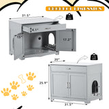 ZNTS Litter Box Enclosure, Cat Litter Box Furniture with Hidden Plug, 2 Doors,Indoor Cat Washroom Storage W42090265