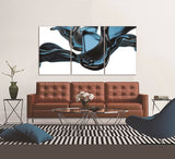 ZNTS Oppidan Home "Abstract Liquid in Blue" 3 Piece Acrylic Wall Art B03050833