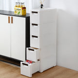 ZNTS 5-Tire Rolling Cart Organizer Unit with Wheels Narrow Slim Container Storage Cabinet for Bathroom 87317381