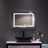ZNTS 28"x 20" Square Built-in Light Strip Touch LED Bathroom Mirror Silver 56002790