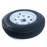 ZNTS qty2 Trailer Tires & Rims Tubeless 4 Lug Wheel White Spoke 4 Ply 5.30-12 63337400