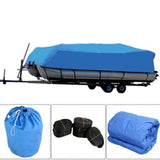 ZNTS 17-20ft 600D Oxford Fabric High Quality Waterproof Boat Cover with Storage Bag Blue 95827381