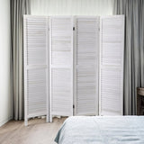 ZNTS Sycamore wood 4 Panel Screen Folding Louvered Room Divider - Old white W104169015