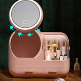 ZNTS Joybos® Makeup Storage Organizer Box with Led Lighted Mirror Pink 16730165