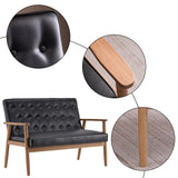 ZNTS 126 x 70 x 84cm Two-person Retro PU Leather Lounge Chair Light Black 93671583