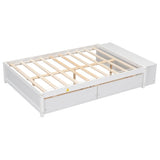 ZNTS Full Size Bed with Storage Case, 2 Storage drawers, Lengthwise Support Slat,White W504102754