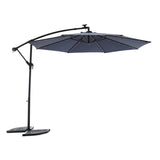 ZNTS 10ft Solar LED Offset Hanging Market Patio Umbrella W640140292
