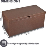 ZNTS Outdoor Storage Box with Waterproof Inner,140 Gallon Large Wicker Patio Storage Bin W1828115427