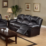 ZNTS 3 Seats Bonded Leather Manual Motion Reclining Sofa in Black B01682189