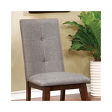 ZNTS Modern Contemporary Chairs Walnut Solid wood Gray Fabric Seat Set of 2pc Side Chairs Kitchen B011131279