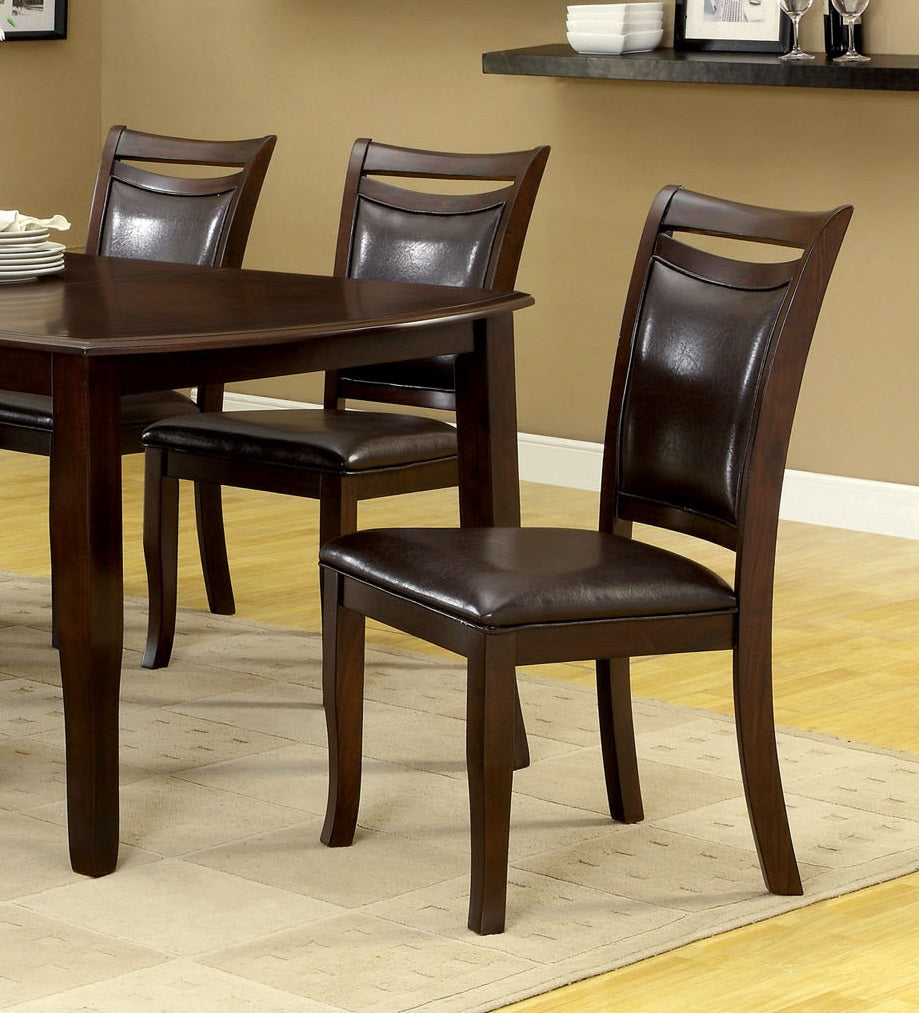 ZNTS Transitional Dining Room Side Chairs Set of 2 Chairs only Dark Cherry / Espresso Padded Leatherette B01152300