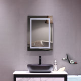 ZNTS 28"x 20" Square Built-in Light Strip Touch LED Bathroom Mirror Silver 56002790