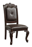 ZNTS Beautiful Hand Carved Formal Traditional Dining Side Chair with Faux Leather Upholstered Padded Seat B011P145131