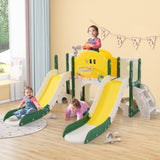 ZNTS Kids Slide Playset Structure 7 in 1, Freestanding Spaceship Set with Slide, Arch Tunnel, Ring Toss PP322884AAL