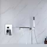 ZNTS TrustMade Pressure-Balance Waterfall Single Handle Wall Mount Tub Faucet with Hand Shower, Chrome TMWMTFLYJ-2W02CP