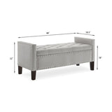 ZNTS Upholstered Tufted Button Storage Bench with nails trim,Entryway Living Room Soft Padded Seat with W2186139087