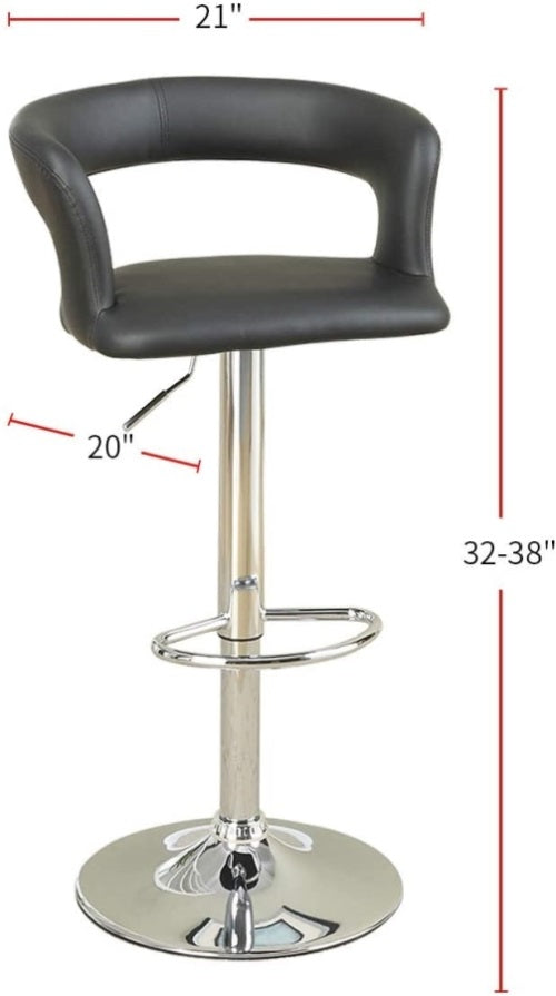 ZNTS Bar Stool Counter Height Chairs Set of 2 Adjustable Height Kitchen Island Stools Black PVC / Faux HS00F1555-ID-AHD