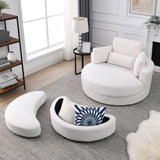 ZNTS [Video] Welike Swivel Accent Barrel Modern Sofa Lounge Club Big Round Chair with Storage Ottoman W83469823