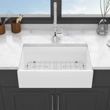 ZNTS 33 Whitehouse Sink - 33 Inch Kitchen Sink White Undermount Single Bowl Apron Front Ceremic Sink W124353822
