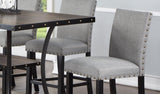 ZNTS Grey Fabric Modern Set of 2pcs Dinings Plush Cushion Highs Nailheads Trim Counter Height B011P160051