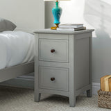 ZNTS 2 Drawers Solid Wood Nightstand End Table, Gray WF283148AAG