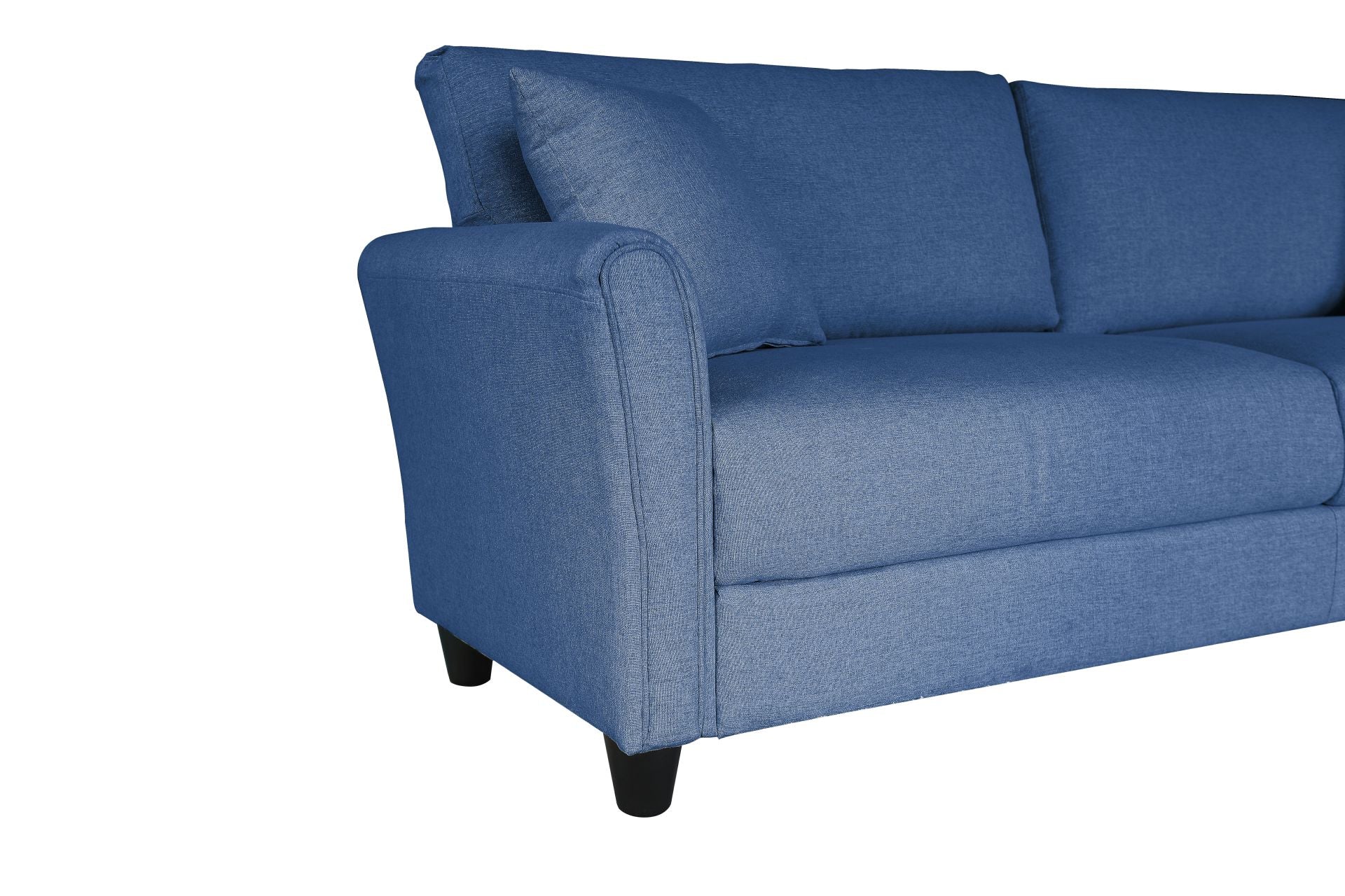 ZNTS Blue Linen, Three-person Indoor Sofa, Two Throw Pillows, Solid Wood Frame, Plastic Feet 06584591