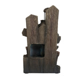 ZNTS 7.7x3.9x13.6" Brown and Gray Water Fountain with Antique Water Pump Design and LED Light W2078138943