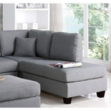 ZNTS Polyfiber Reversible Sectional Sofa with Ottoman in Grey B01682387
