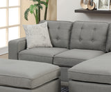 ZNTS Reversible 3pc Sectional Sofa Set Light Grey Tufted Polyfiber Wood Legs Chaise Sofa Ottoman Pillows B01149072