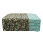 ZNTS Ira - Handmade Wool Braided Square Pouf | Natural/Pastel Turquoise | 90x90x30cm IRA-90X90X30-13-5309
