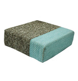 ZNTS Ira - Handmade Wool Braided Square Pouf | Natural/Pastel Turquoise | 90x90x30cm IRA-90X90X30-13-5309
