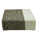 ZNTS Ira - Handmade Wool Braided Square Pouf | Natural/Snow White | 90x90x30cm IRA-90X90X30-11-0602