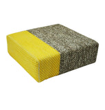 ZNTS Ira - Handmade Wool Braided Square Pouf | Natural/Vibrant Yellow | 90x90x30cm IRA-90X90X30-13-0858